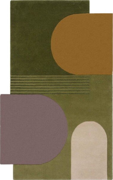 Zelený vlněný koberec 180x120 cm Lozenge