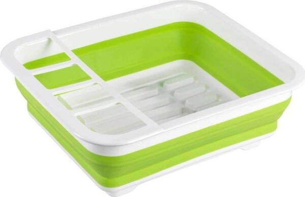 Bílo-zelený skládací odkapávač na nádobí