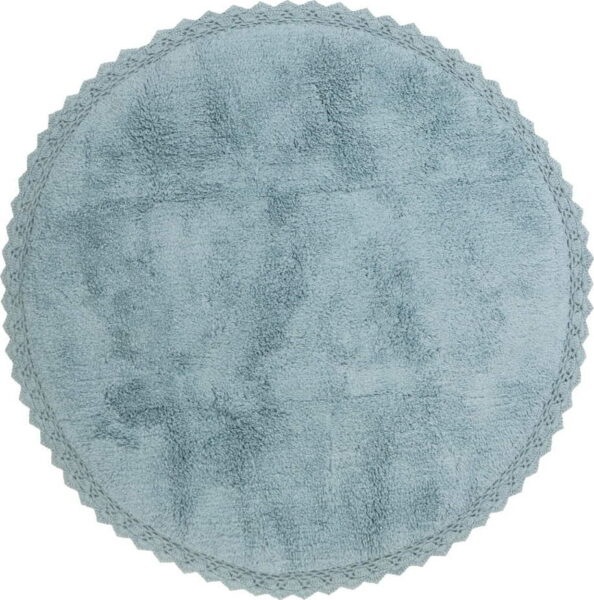 Modrý ručně vyrobený bavlněný koberec