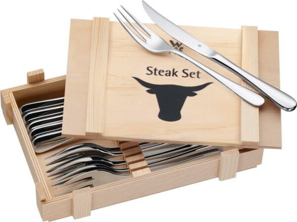 Sada 6 steakových příborů v dřevěné