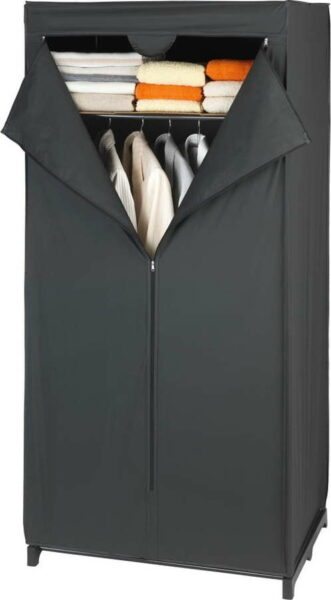 Černá látková šatní skříň 75x160 cm