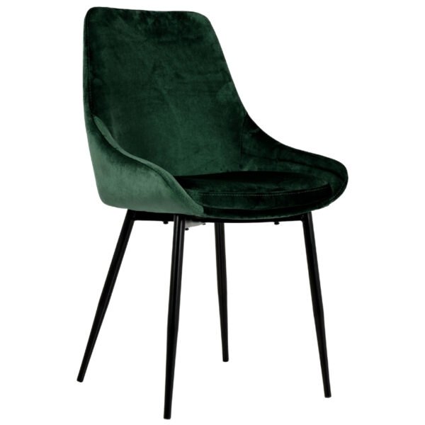 Zelená sametová jídelní židle