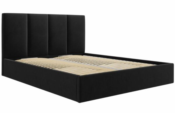 Černá sametová dvoulůžková postel MICADONI Pyla 180 x