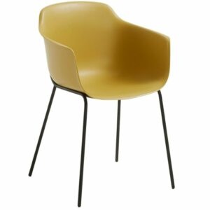 Hořčicově žlutá plastová jídelní židle