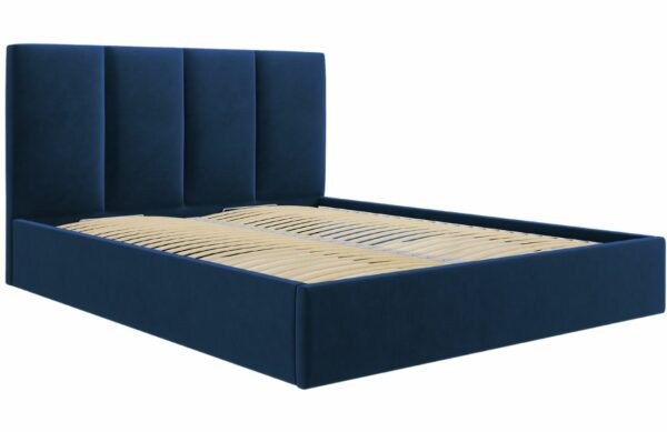 Královsky modrá sametová dvoulůžková postel MICADONI Pyla 180