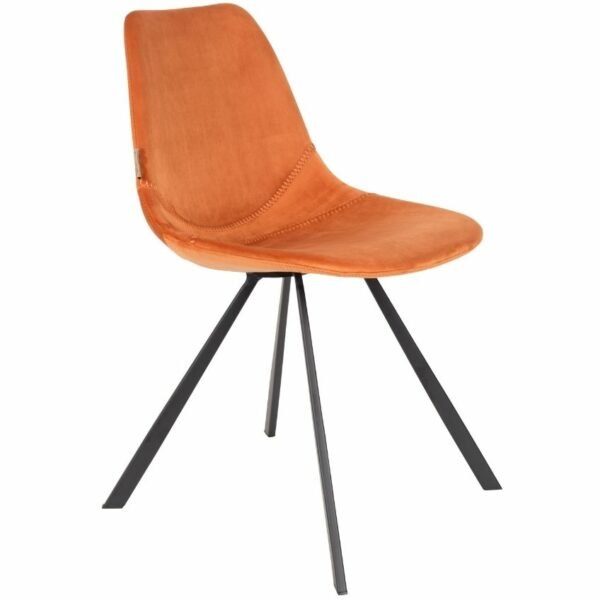 Oranžová sametová jídelní židle DUTCHBONE