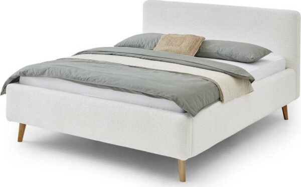 Bílá čalouněná dvoulůžková postel 140x200 cm