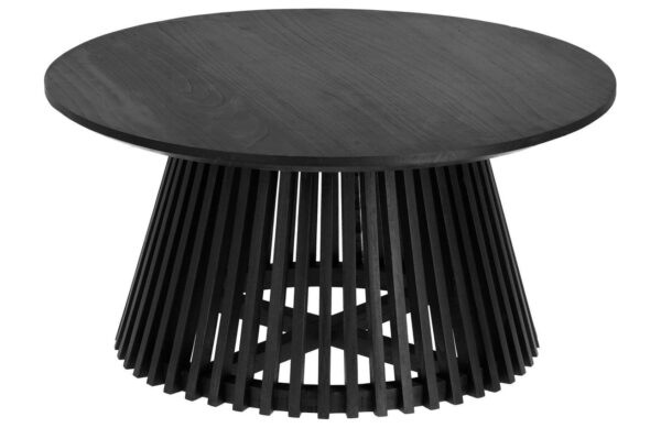 Černý dřevěný kulatý konferenční stolek Kave