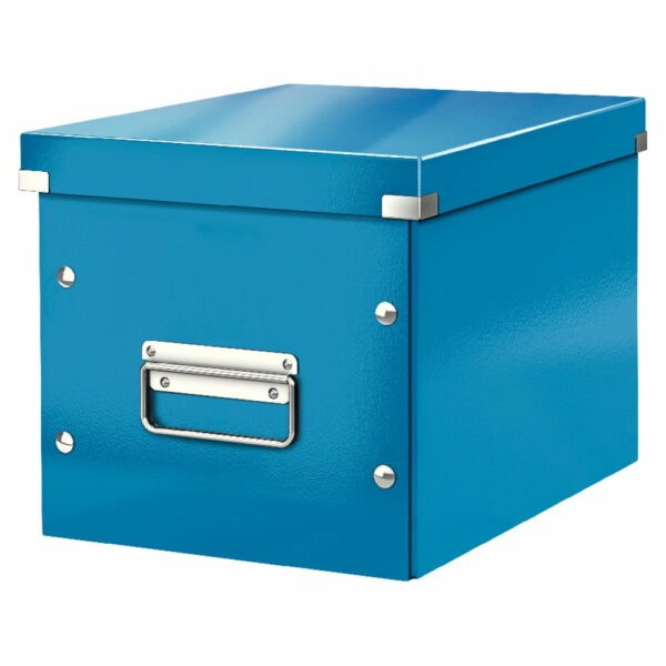 Modrý kartonový úložný box s víkem