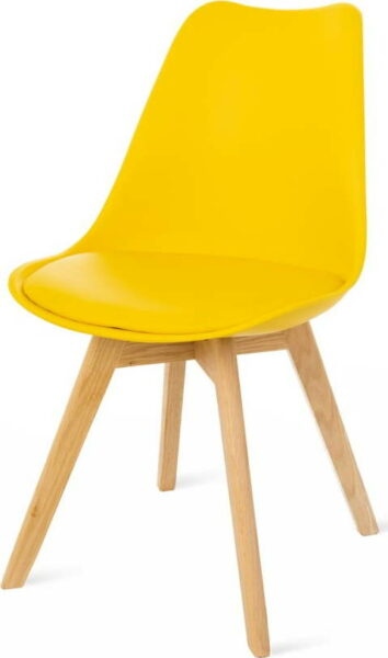 Sada 2 žlutých židlí s bukovými