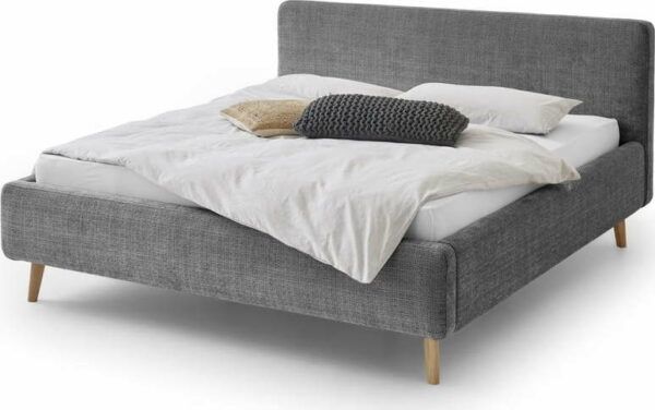Tmavě šedá čalouněná dvoulůžková postel 140x200 cm