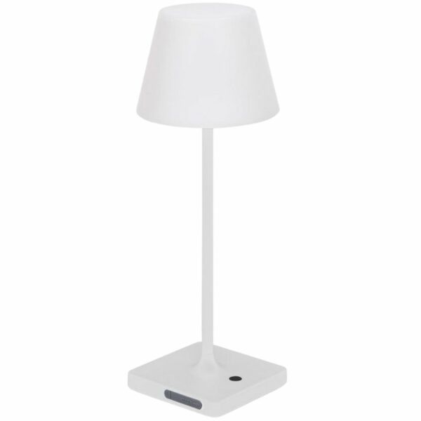 Bílá plastová zahradní stolní LED lampa