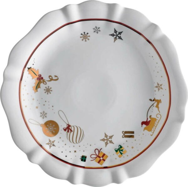 Bílý porcelánový talíř s vánočním motivem Brandani