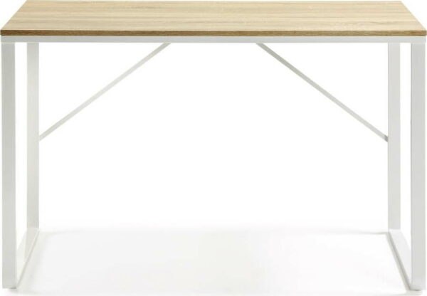 Bílý psací stůl s deskou v dřevěném