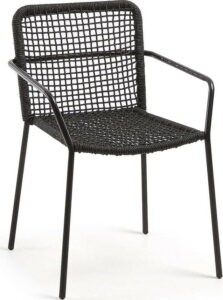 Černá zahradní židle s ocelovou konstrukcí