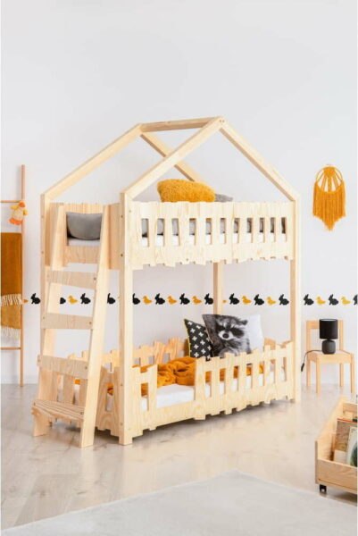 Domečková patrová dětská postel 70x140 cm