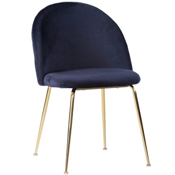 Nordic Living Modrá sametová jídelní židle