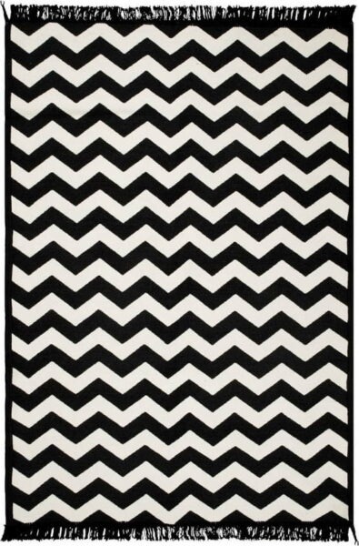 Černo-bílý oboustranný koberec Zig Zag 80 x 150