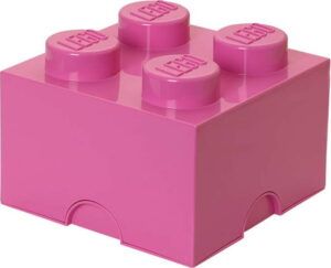 Růžový úložný box čtverec