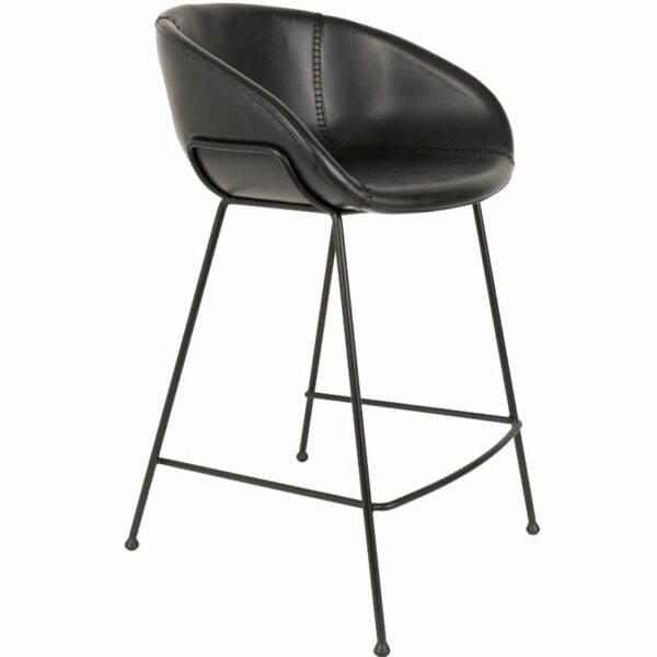 Černá koženková barová židle ZUIVER
