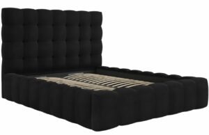 Černá sametová dvoulůžková postel MICADONI Mamaia 160 x