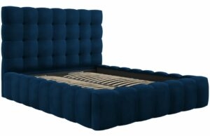 Královsky modrá sametová dvoulůžková postel MICADONI Mamaia 160