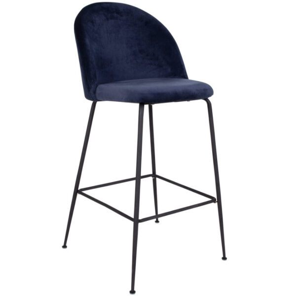 Nordic Living Modrá sametová barová židle Anneke