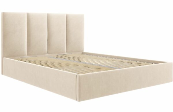 Béžová sametová dvoulůžková postel MICADONI Pyla 160 x