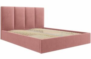 Růžová sametová dvoulůžková postel MICADONI Pyla 160 x