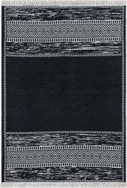 Černo-bílý bavlněný koberec Oyo