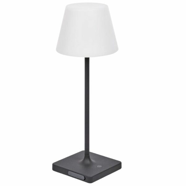 Černobílá plastová zahradní stolní LED lampa