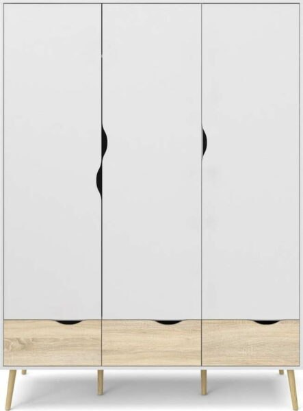 Bílá šatní skříň 147x200 cm Oslo