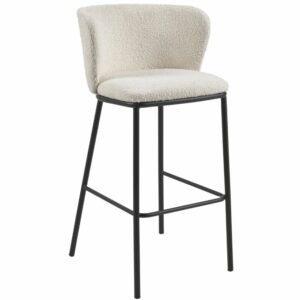 Bílá látková bouclé barová židle Kave