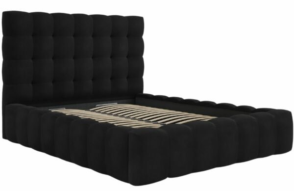 Černá sametová dvoulůžková postel MICADONI Mamaia 140 x