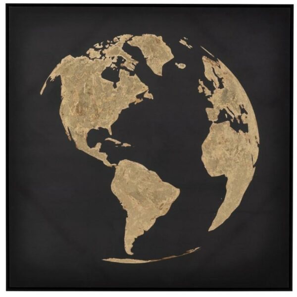 Černý obraz J-Line Honua s motivem zeměkoule