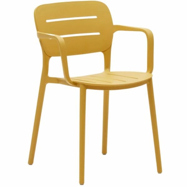 Hořčicově žlutá plastová zahradní židle