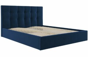 Královsky modrá sametová dvoulůžková postel MICADONI Phaedra