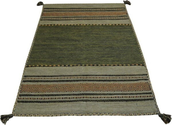 Zeleno-hnědý bavlněný koberec Webtappeti Antique Kilim