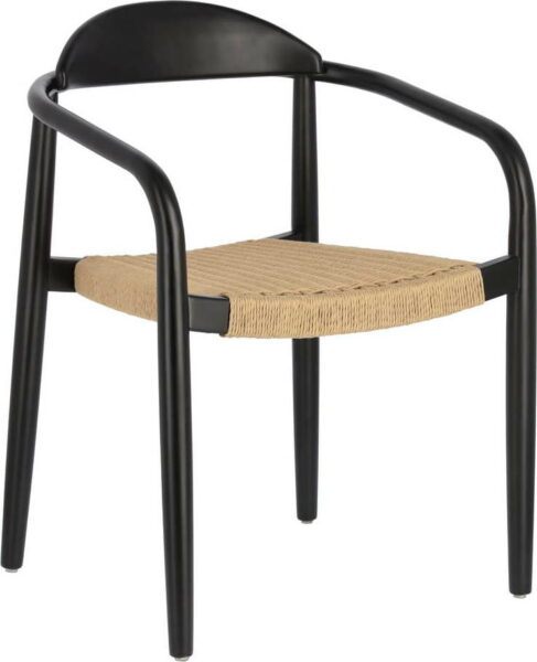 Béžovo-černá zahradní židle z eukalytového dřeva