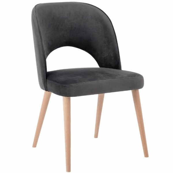 Nordic Design Tmavě šedá sametová jídelní židle