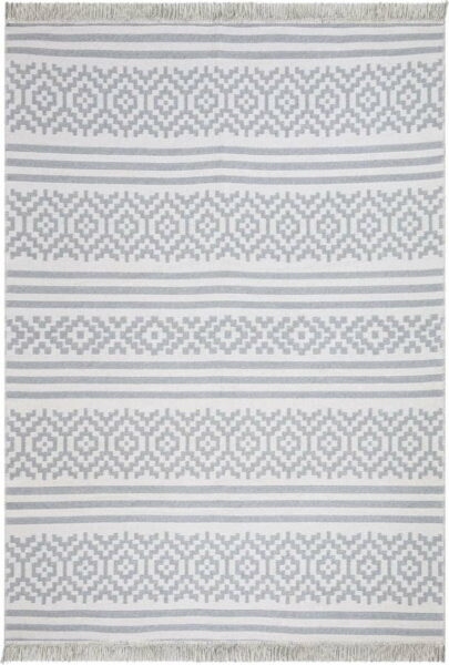 Šedo-bílý bavlněný koberec Oyo