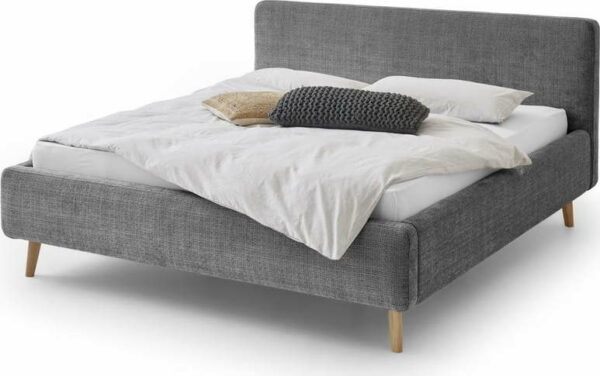 Tmavě šedá čalouněná dvoulůžková postel s úložným prostorem s roštem 180x200 cm Mattis - Meise