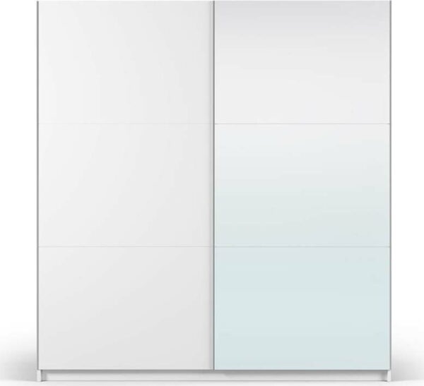 Bílá šatní skříň se zrcadlem a s posuvnými dveřmi