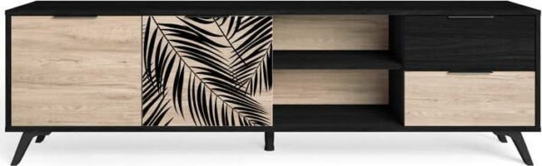 Černý TV stolek v dekoru dubu 181x53