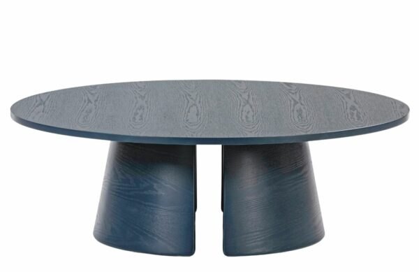 Modrý jasanový kulatý konferenční stolek Teulat