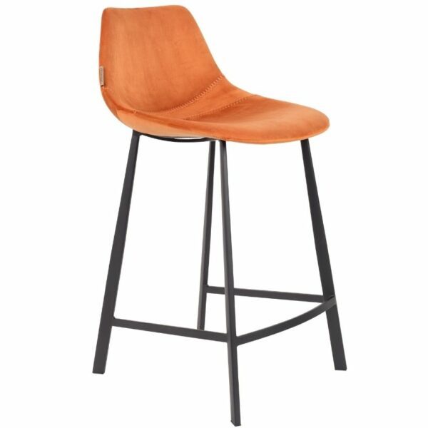 Oranžová sametová barová židle DUTCHBONE