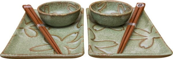 6dílný set zeleného keramického nádobí
