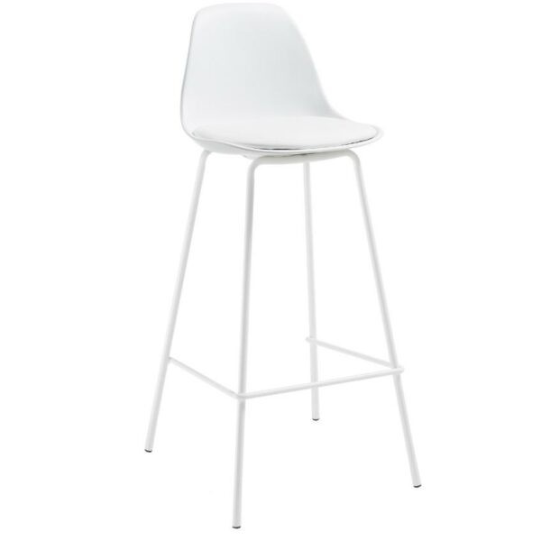 Bílá koženková barová židle Kave Home