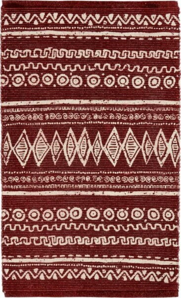 Červeno-bílý bavlněný koberec Webtappeti