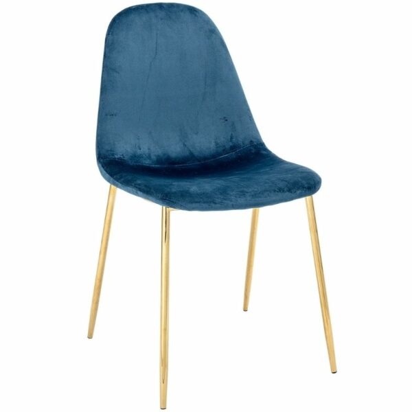 Modrá sametová jídelní židle